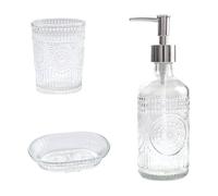 Parte Juego de baño Distribuidor de jabón de Vidrio Propietario de Cepillo Jabonera Base Antideslizante para hogar del Hotel Cubierta de vanidad Elegante planificador de encimera de baño
