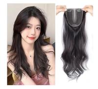 Parte media suelta ondulada de 45 cm, sin costuras, con clip, invisible, estilo francés, sintético (negro y marrón)