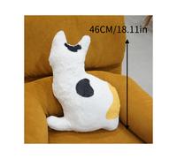 (Parte posterior) Juguete de peluche de gato calicó que mira hacia atrás, almohada, cojín, regalo, felpa corta