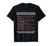 Parte Superior 10 Razones por Las Que Las Mujeres Prefieren el Cacao Caliente sobre los Hombres Funny Shir Camiseta