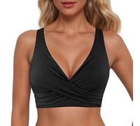 Parte Superior de Bikini Halter para Mujer Top de Bikini para Mujer Push Up Acolchado Clásico Versátil Traje de Baño con Cordones Top de Baño con Efecto Elevador Push-Up Escote en V y Cobertura