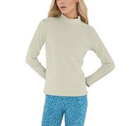 Parte superior de capa base térmica con forro polar para mujer, de corte ajustado, de color liso, con cuello de tortuga para uso en interiores y exteriores, beige, XL