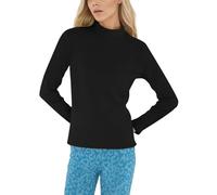 Parte superior de capa base térmica con forro polar para mujer, de corte ajustado, de color liso, con cuello de tortuga para uso en interiores y exteriores, Negro , L