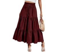 Parte superior de ganchillo transpirable y ligera para mujer, una blusa elegante, perfecta para escapadas Falda larga cómoda multicapa elástica con estampado alto para mujer
