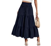 Parte superior de ganchillo transpirable y ligera para mujer, una blusa elegante, perfecta para escapadas Falda larga cómoda multicapa elástica con estampado alto para mujer