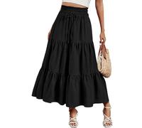 Parte superior de ganchillo transpirable y ligera para mujer, una blusa elegante, perfecta para escapadas Falda larga cómoda multicapa elástica con estampado alto para mujer