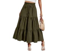 Parte superior de ganchillo transpirable y ligera para mujer, una blusa elegante, perfecta para escapadas Falda larga cómoda multicapa elástica con estampado alto para mujer