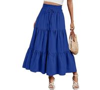 Parte superior de ganchillo transpirable y ligera para mujer, una blusa elegante, perfecta para escapadas Falda larga cómoda multicapa elástica con estampado alto para mujer