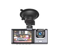 Partel Dashcam para coche con 3 cámaras, micrófono y altavoz, Negro