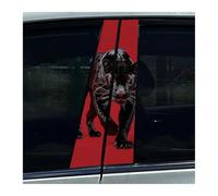 Partes Cuerpo 2 Pegatinas Para El Pilar Central Del Coche, Con Fondo Rojo Y Leopardo Negro, Película Protectora Para El Pilar B Del Coche.(D)
