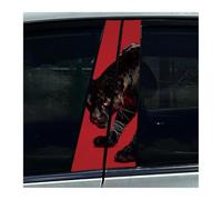 Partes Cuerpo 2 Pegatinas Para El Pilar Central Del Coche, Con Fondo Rojo Y Leopardo Negro, Película Protectora Para El Pilar B Del Coche.(H)