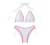 Partes De Arriba Bikini Mujer Trajes BañO 2 Piezas Women's Terrycloth Swimsuit Summer Bikini Set with Chest Bikinis Mujer 2026 Tanga Braga Alta (Pink, L)