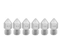 Partes de la Impresora 10PCS 3D Impresora MK8 Boquilla M6 de Acero Inoxidable 0.2/0.3/0.4/0.6/0.8 / 1mm Cabeza de impresión de extrusora para 3D Ender-3 Pro CR-10 Piezas de reparación (Tamaño: