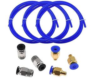Partes de la Impresora 3 uds. Tubo de PTFE Azul de 1 Metro + 3 Conectores neumáticos de PC4-M6 + 3 Conectores de PC4-M10 compatibles con Piezas de Repuesto de Impresora 3D filamento de 1,75mm