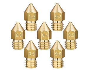 Partes de la Impresora 7 unids/Lote Mk8 boquillas de latón reemplazo de Rosca para Impresora 3D CR10 0,2/0,3/0,4/0,5/0,6/0,8mm Piezas Piezas de reparación prácticas y duraderas