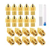 Partes de la Impresora Boquilla de Cabeza de Punta de latón MK8 de 20 Piezas boquillas extrusoras de Impresora 3D con reemplazo de Aguja de Limpieza para Piezas de reparación CR-10 (Color: Dorado)