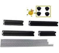 Partes de la Impresora Juego de Perfil de Aluminio Negro Compatible con Perfil de extrusión 3030 + Kit de Varillas Lisas 6 Piezas compatibles con Piezas de Repuesto de Impresora 3D Prusa i3 MK3