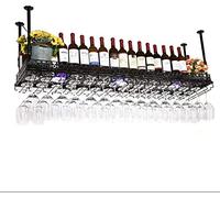 Partes de viento de vino tinto colgante Racks de vía de vínculo colgante montada en el techo Cosapiete de vaso de vino de vino de metal - Varias estantería de almacenamiento (color: C Tamaño: 10035
