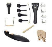 Partes de Violin 4/4, Conjunto Completo 15 piezas - Accesorios DIY Reemplazo, Chin Rest, Tailpiece, Puente, Cuerdas, Botón Final, Ajustadores, Materiales de Ebano y Cobre