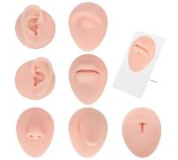 Partes del cuerpo de silicona, 7pcs de práctica perforando el modelo de ojo de la oreja lengua de la boca y botón del vientre modelo de la parte del cuerpo de silicona (tono de piel claro)