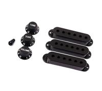 Partes del instrumento de guitarra Juego De Piezas De Guitarra Negra, Punta De Interruptor Cubierta De Pastilla De Bobina Simple 1 Perilla De Volumen 2 Perillas De Tono