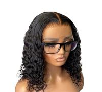 Partes Ningunas pelucas frontales del cordón de la onda profunda pegamento for densidad rizada cabello humano 250 peluca sin cola las mujeres 13x4(16inches)