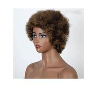 Partes Pelucas afro rizadas, pelucas cortas marrones, rubias de duendecillo, cabello humano hechas a máquina(Highlight Wig)