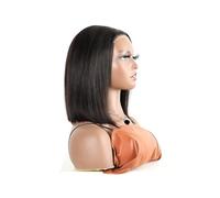 Partes Pelucas for mujer, cabello humano 4x4, sin pegamento, con encaje, corta y recta, for uso diario en fiestas(12inches)