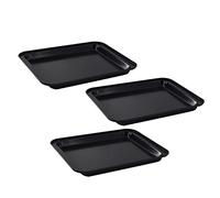 Parthan Juego de 3 bandejas de horno - 23,8 cm antiadherente de acero al carbono para hornear, apto para lavavajillas y fácil de limpiar (negro)