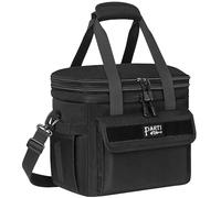 PARTI FISH Bolsa Isotermica Bolsa Termica Porta Alimentos, 15L 18L 2-Pisos Regulable Impermeable A Prueba De Fugas 5-Capas-Material Termico Bolsa Comida Nevera Portatil Trabajo Playa Golf, Moda Negra