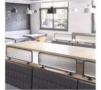 Partición de cristal transparente para restaurantes, separador bajo a rayas, media pared para parrilla, 30/50 cm, negro, 50 x 100 cm, ideal para crear espacios de comedor elegantes