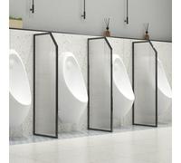 Partición de orinal para hombre, paneles de vidrio translúcido, pantalla para orinario, mampara de inodoro, pantalla de privacidad para orinarios, para salas públicas, baños, hoteles (negro, 3 piezas)