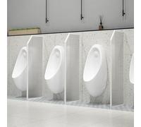 Partición de orinal para hombre, paneles de vidrio translúcido, pantalla para orinario, tabique de inodoro, pantalla de privacidad para orinarios, para salas públicas, baños, hoteles (blanco, 1 unidad