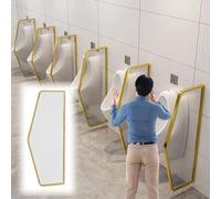 Partición de urinario, mampara de baño de vidrio, panel repelente al agua, tabique de acero inoxidable para baños públicos, tabique decorativo de pared, dorado, 4 piezas