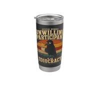 Participante involuntario de una idiocracia divertido cuervo sarcástico Vaso térmico de acero inoxidable de doble pared