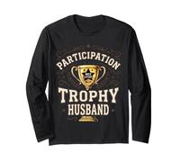 Participation Trophy Husband Funny Sarcastic Vintage Badge Manga Larga
