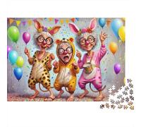Partido de Mujeres de Edad Puzzle 1000 Piezas Abuelas Fiesta Onesie Cartón Reciclado para Adultos Descanso En Casa para Relajarse Mejor Regalo Oferta 70x50cm/1000pcs