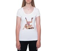 Partido De Rendición Camiseta De Manga Corta Blanca con Cuello Redondo para Mujer T-Shirt Short Sleeve White Crewneck tee For Women