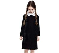 PARTILANDIA 2010 S.L. Disfraz de Miércoles Niña, Strange Girl Vestido Negro Familia Addams Cosplay para Halloween Carnaval (7-9 años)