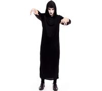 PARTILANDIA 2010 S.L. Disfraz de Túnica Negra Rojo para Hobre Uniforme con capucha para Halloween Cosplay (Negro, L)