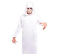 PARTILANDIA 2010 S.L. Disfraz de Túnica Negra Rojo para Hobre Uniforme con capucha para Halloween Cosplay (Blanca, L)