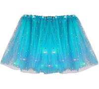 PARTILANDIA 2010 S.L. Tutu Mujer LED Luces de Colores Tutu Adulto Adolescente, Tutú de Tul con Luces LED, Falda Ballet Baile Fiestas Halloween Disfraz Navidad (Azul)
