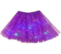 PARTILANDIA 2010 S.L. Tutu Mujer LED Luces de Colores Tutu Adulto Adolescente, Tutú de Tul con Luces LED, Falda Ballet Baile Fiestas Halloween Disfraz Navidad (Morado)