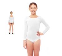 Partilandia Body o Maillot blanco manga larga para niña 10 años