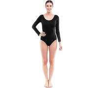 Partilandia Body o Maillot negro manga larga para mujer Talla M