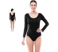 Partilandia Body o Maillot negro manga larga para mujer Talla XL