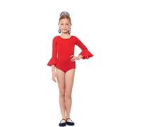 Partilandia Body o maillot Sevillana Licra con Volante rojo para niña Talla de 6 años