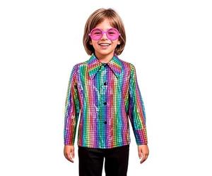 Partilandia | Camisa Disco Bling Arcoíris para niño (Talla 10-12 Años)