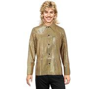 Partilandia | Camisa Disco Bling dorada para hombre (Talla S)