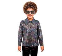 Partilandia | Camisa Disco Bling negro con estrellas para niño (Talla 5-6 Años)